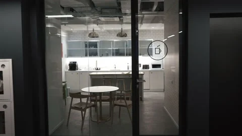 Modern Kitchen Interier in office. Kitchen Cabinets. Stock Footage 184457975