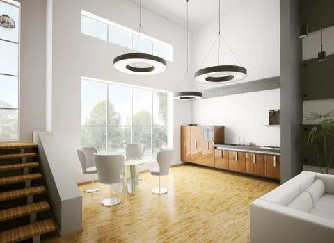 Modern kitchen interior 3d Illustrazione stock