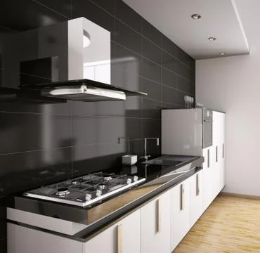 Modern kitchen interior 3d Illustrazione stock