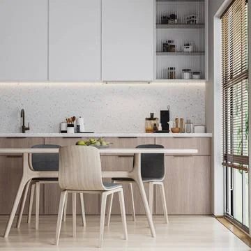 Modern kitchen interior, 3d rendering Modern kitchen interior, 3d renderin... Stock Photos