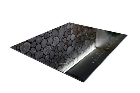 Modern kitchen interior with black induction stove, cooker, hob or built in Stock Photos