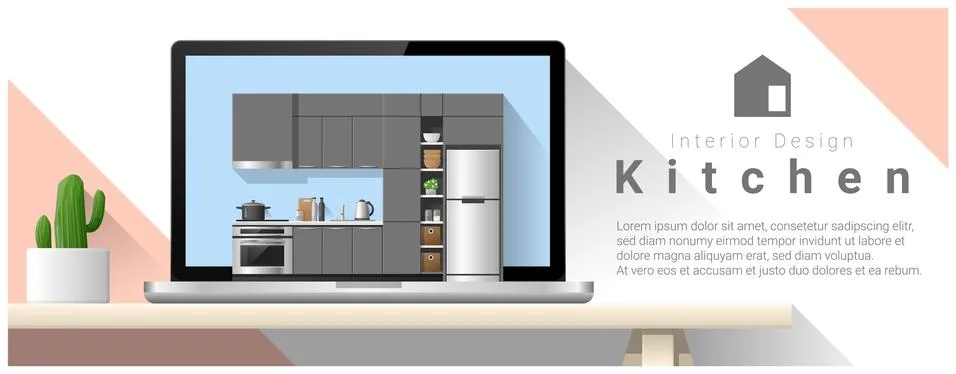 Modern kitchen interior design background Stock Illustration