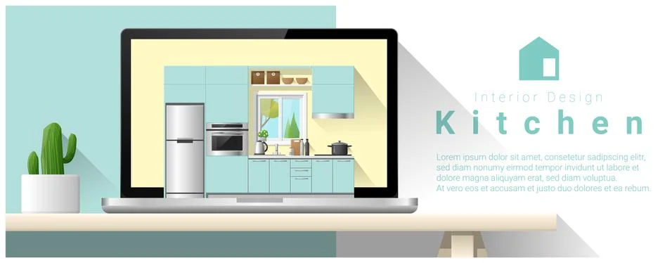 Modern kitchen interior design background Stockillustratie
