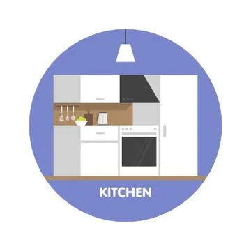 Modern Kitchen interior design icon. Vector illustration イラスト素材