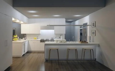 Modern Kitchen Interior Design. Stock Illustration