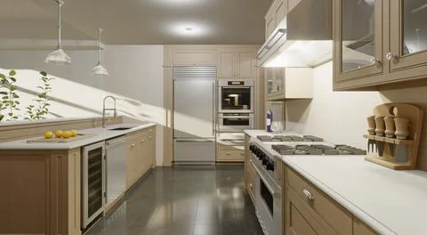 Modern Kitchen Interior Design. Stock Illustration