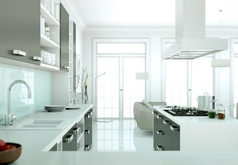 Modern kitchen interior design illustration Stock Illustration