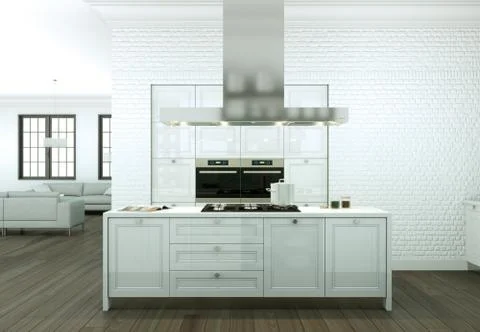 Modern kitchen interior design illustration Stock Illustration