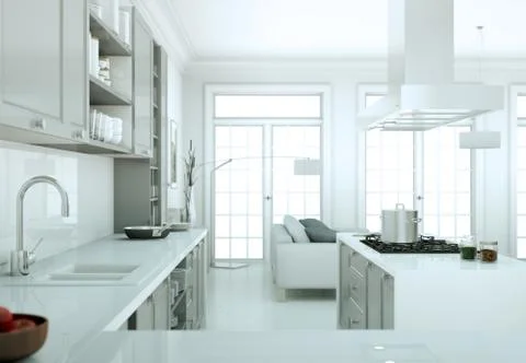 Modern kitchen interior design illustration Stock Illustration