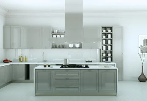 Modern kitchen interior design illustration Stock Illustration