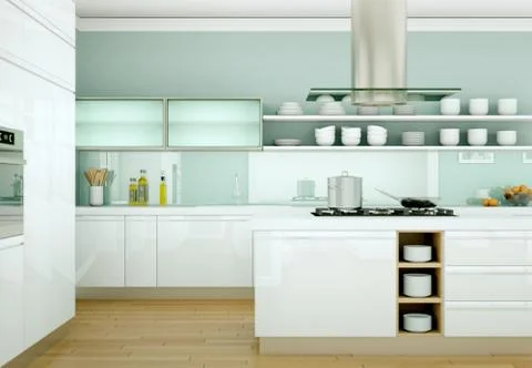 Modern kitchen interior design illustration Stock Illustration