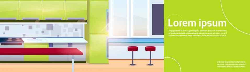 Modern Kitchen Interior Empty No People House Room Stock Illustration