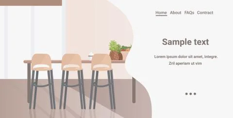 Modern kitchen interior empty no people house room with furniture horizontal Stock Illustration
