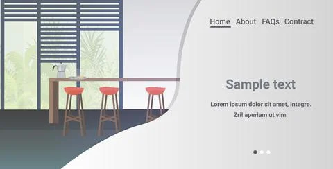 Modern kitchen interior empty no people house room with furniture horizontal Stock Illustration