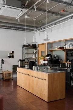 Modern kitchen interior featuring minimal design elements Stock Photos