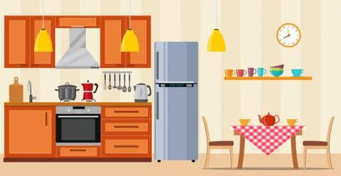 Modern kitchen interior Stock Illustration