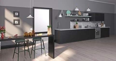 Modern kitchen interior Illustrazione stock