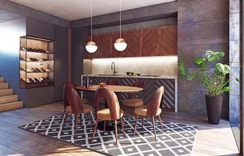 Modern kitchen interior Stock Illustration