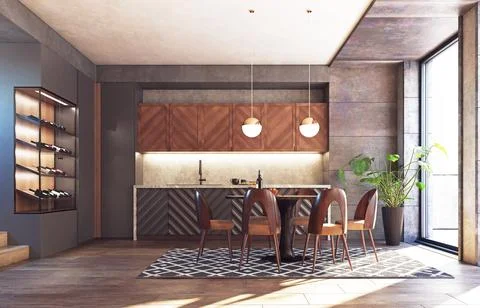 Modern kitchen interior Stock Illustration