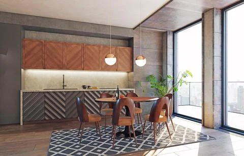 Modern kitchen interior Illustrazione stock