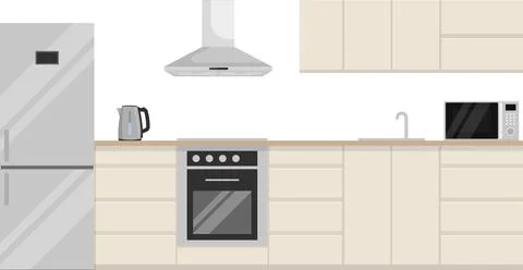 Modern kitchen interior in minimalist design. Vector illustration. Stock Illustration
