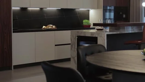 Modern kitchen interior with sophisticated and stylish design elements Video stock 311250743