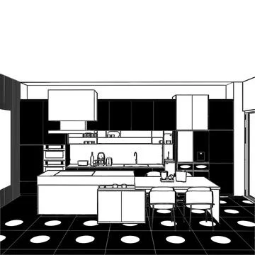 Modern Kitchen Interior Vector. Illustrazione stock