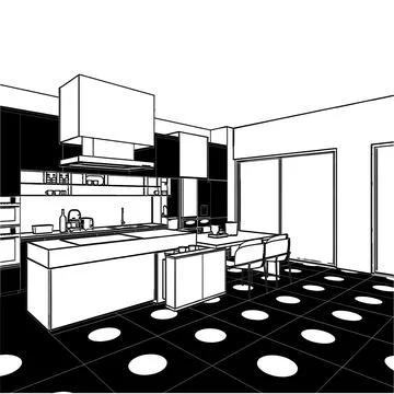 Modern Kitchen Interior Vector. Illustrazione stock