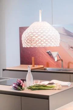 Modern kitchen interior with vegetables Stock Photos