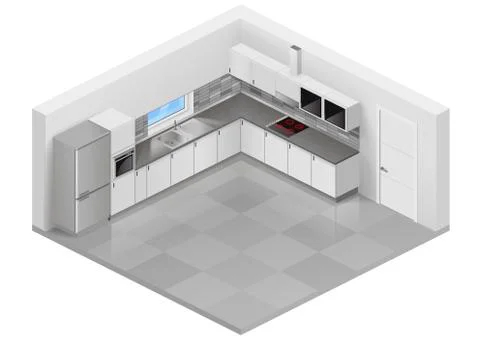 Modern kitchen isometric Stock Illustration