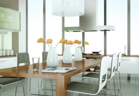Modern kitchen in loft with a beautiful design Stock Illustration