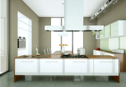 Modern kitchen in loft with a beautiful design Stock Illustration