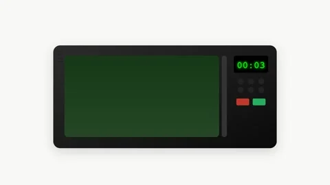 Modern Kitchen Microwave with Glowing Green Digital Timer and Rotating Inte.. Stock Footage 346007012