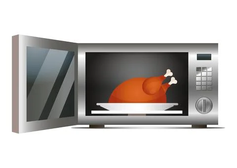 Modern kitchen microwave isolated on white background Stock Illustration