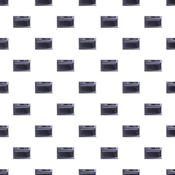 Modern kitchen microwave ovens repeating seamless pattern Stock Illustration