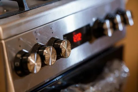 Modern Kitchen Oven Control Panel with Digital Display Stock Photos