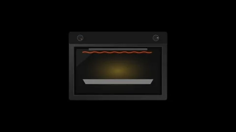 Modern Kitchen Oven with Glowing Orange Heating Element and Rotating Temper.. Stock Footage 346612775