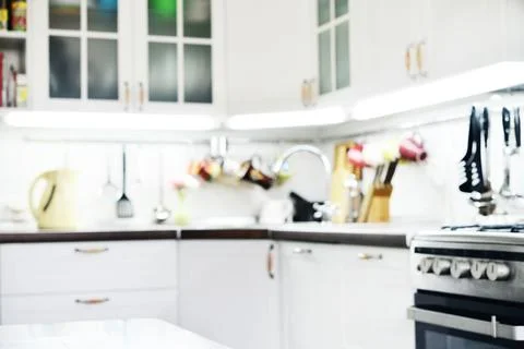 Modern kitchen with railings system Fotos Stock