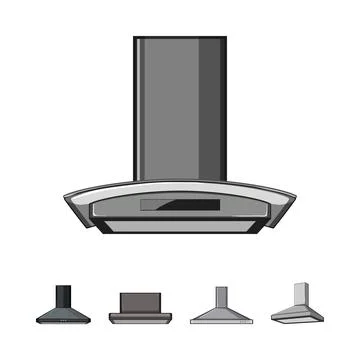 Modern kitchen range hood and extractor ventilation collection Stock Illustration