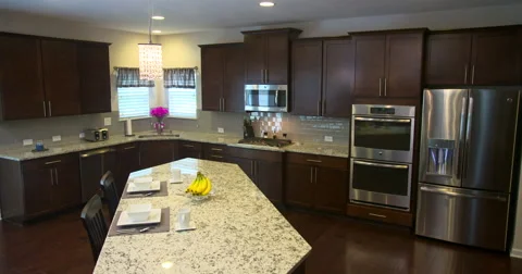 Modern Kitchen Rise Angled Corner Stock Footage 64816758