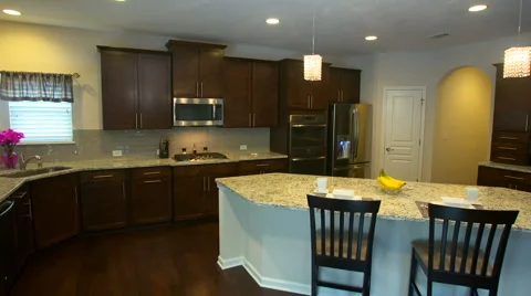 Modern Kitchen Rise Up from Side Stock Footage 64816634