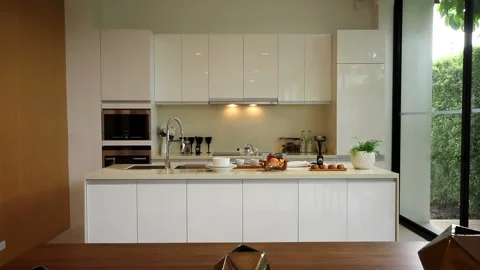 Modern kitchen room Stock Footage 139950543