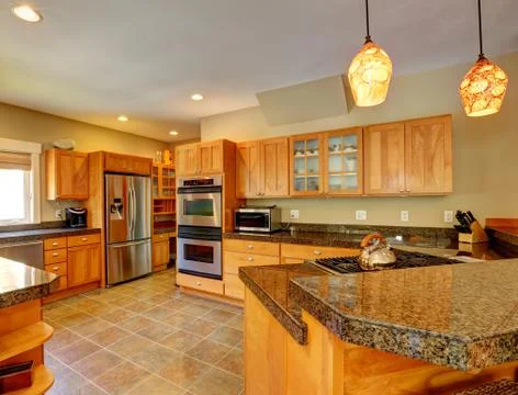 Modern kitchen room interior Stock Photos