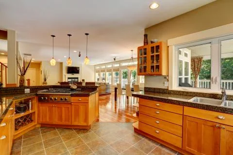 Modern kitchen room interior Stock Photos