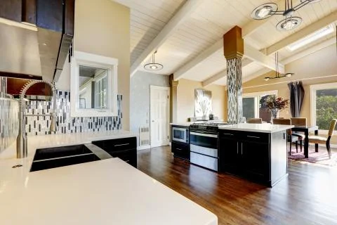 Modern kitchen room interior Stock Photos