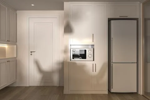 Modern Kitchen side wall and living room attached design Stock-Illustration