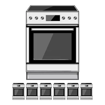 Modern kitchen stove cartoon vector graphic Stock Illustration