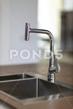 Modern kitchen sync Stock Photos