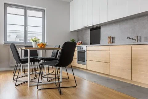 Modern kitchen with table Stock Photos