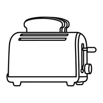 Modern kitchen toaster appliance with single bread slice outline icon Stock Illustration